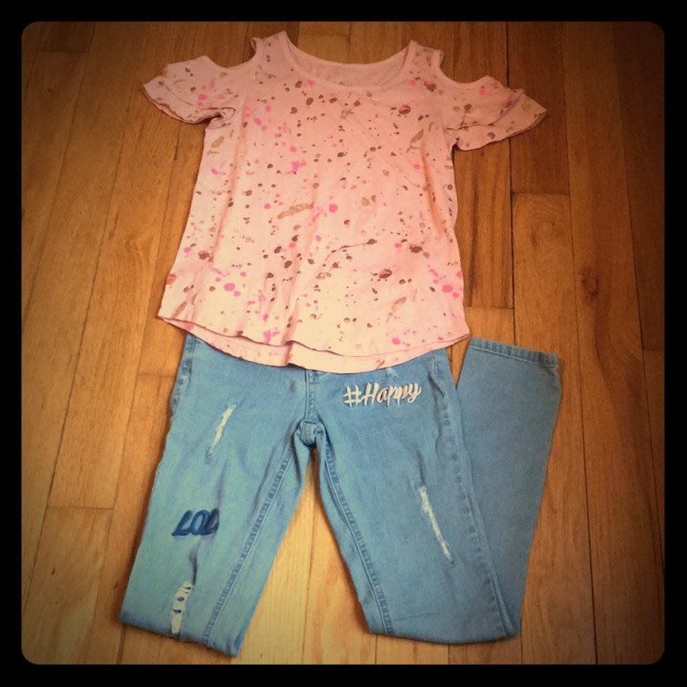Justice Bundle!! Adorable top & jeans